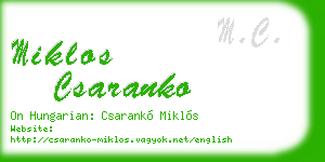 miklos csaranko business card