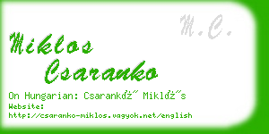 miklos csaranko business card